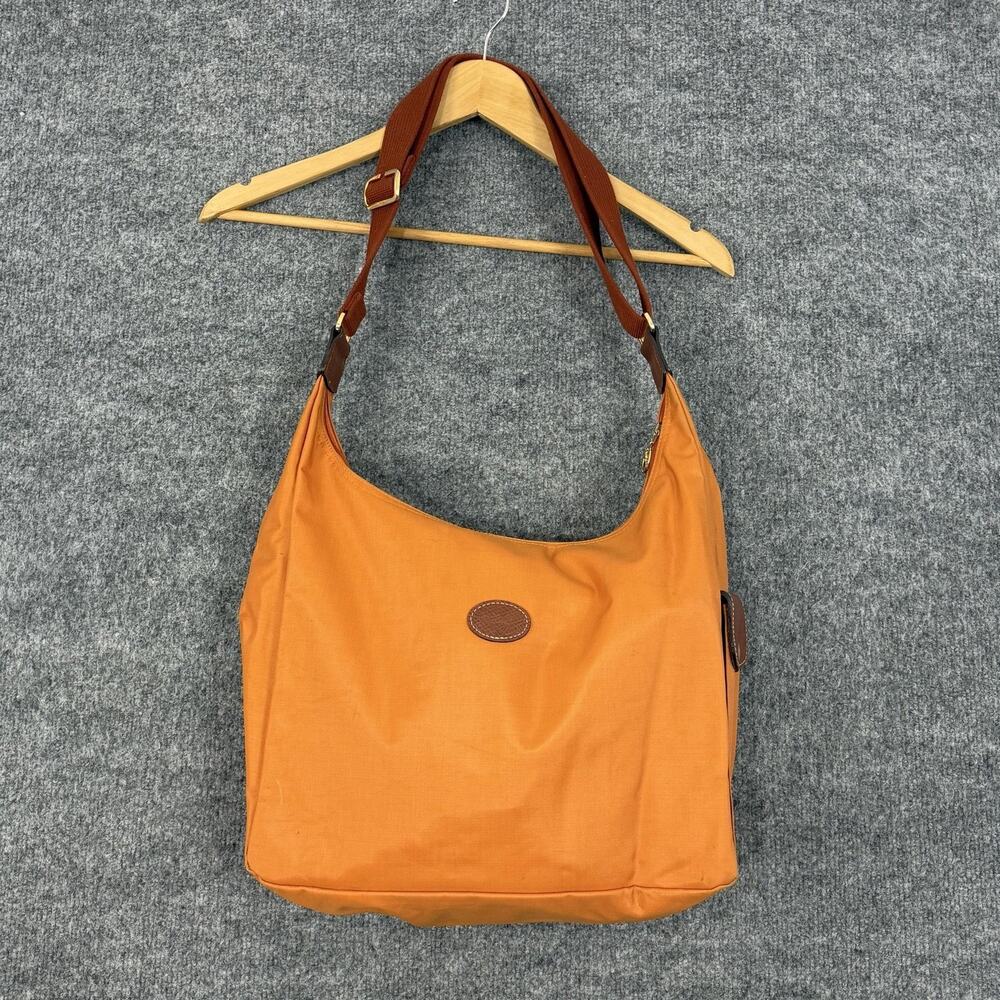 Longchamp Le Pliage Side Pocket Hobo Shoulder Bag Orange Nylon Travel Casual